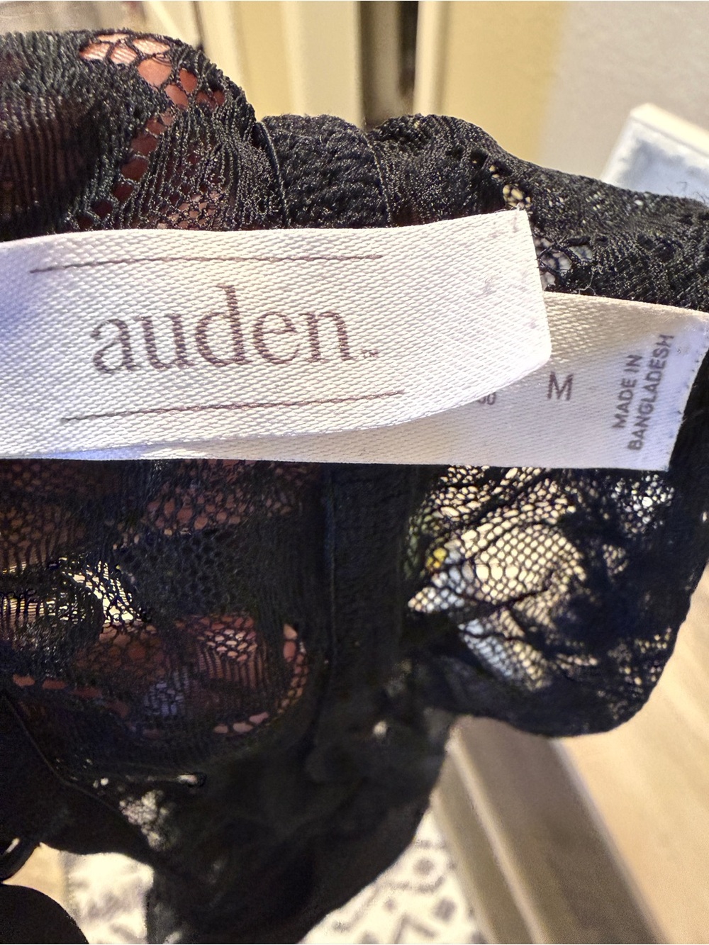 Auden Black Lace Padded Bralette Size Medium Soft Cup Wireless Bra Lace Trim - Picture 6 of 6